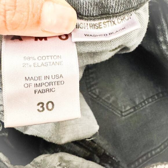 AMO High Rise Stix Crop Washed Black Denim Jeans Charcoal Size 30 - Picture 7 of 9